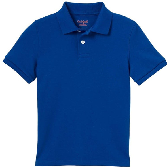 Boys Short Sleeve Interlock Polo Shirt - Cat & Jack, Royal Blue, Large (12/14) - Picture 1 of 5